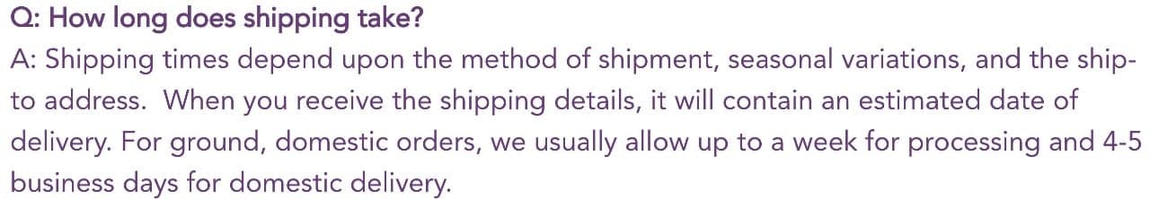 1212 Gateway's shipping FAQ