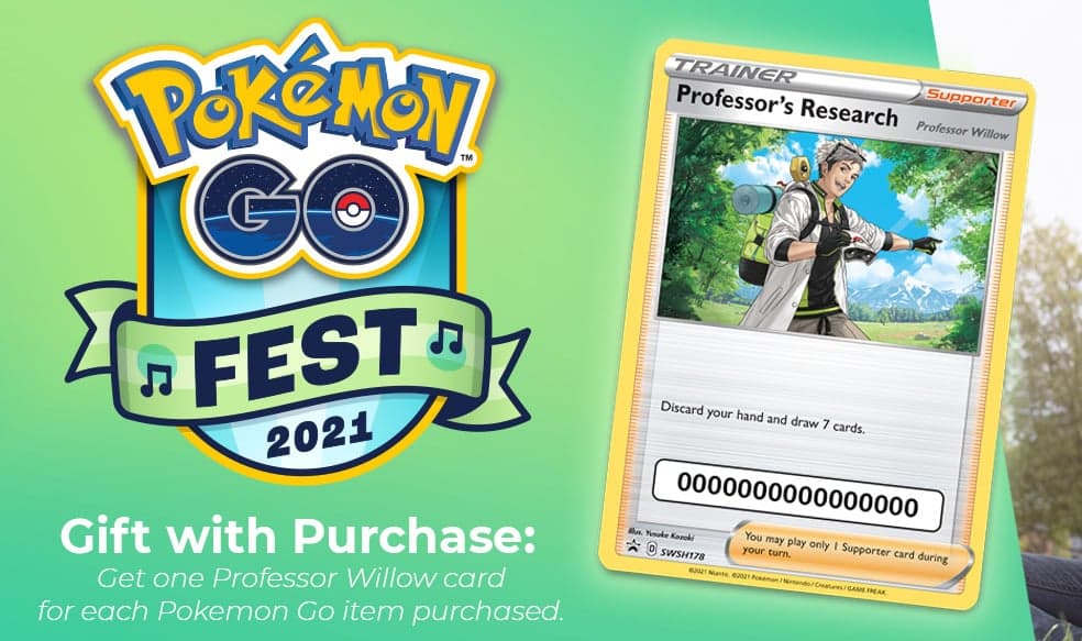 Pokemon Go Fest Professor Willow Trading Card Game crossover