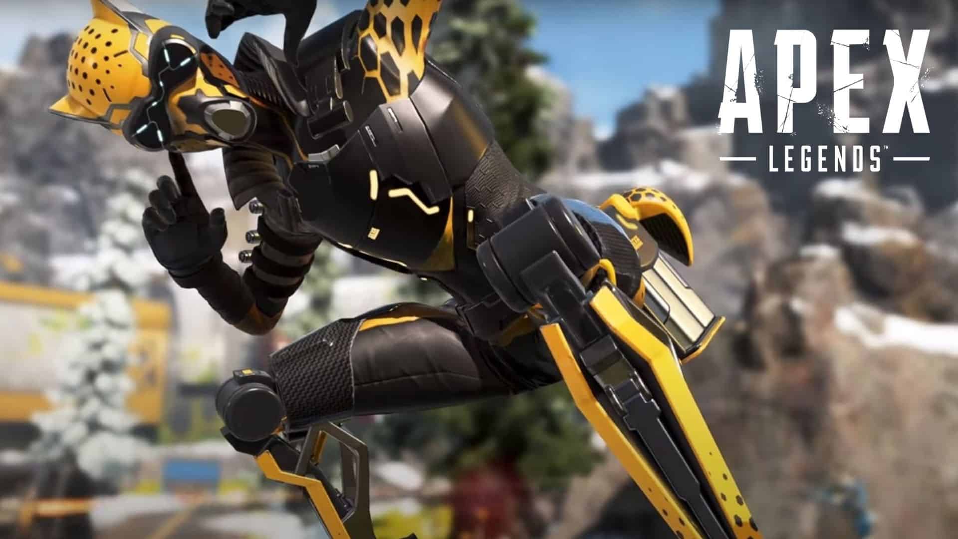 Octane in Apex Legends with black and yellow skin