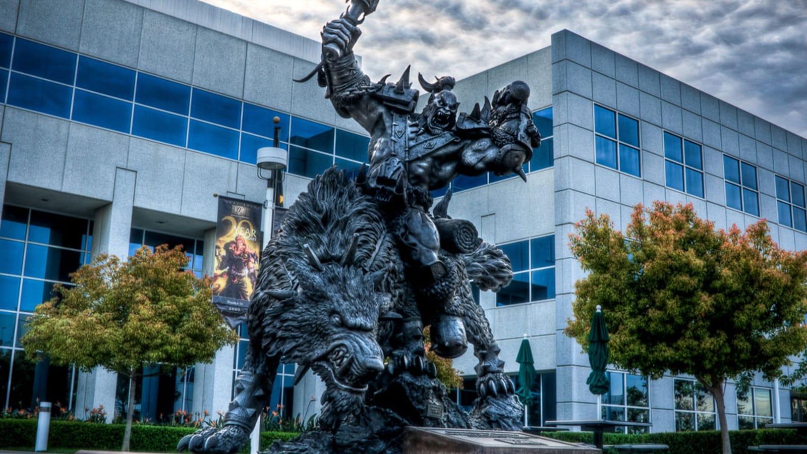 Blizzard statue in front of office