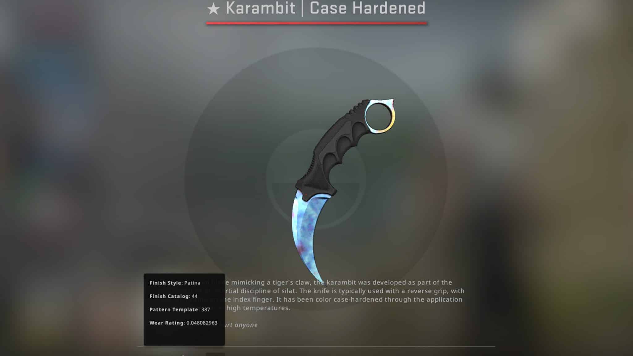 Counter-Strike case hardened karambit knife