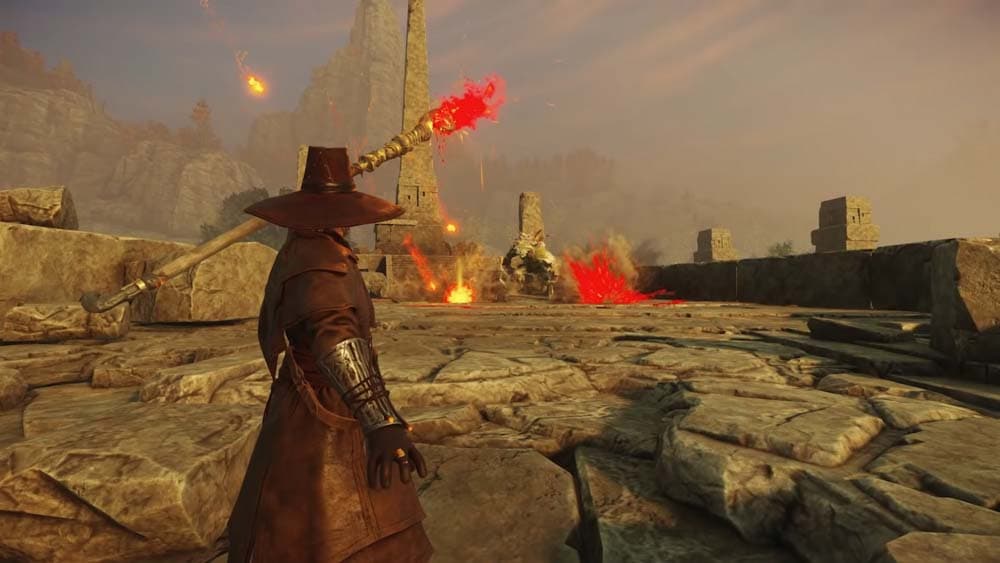 An image from New World of a Fire Staff Attack