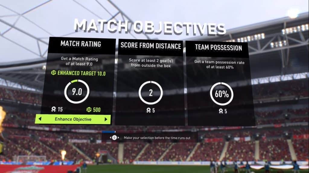 Match Objectives FIFA 22 Career Mode Manager Rating