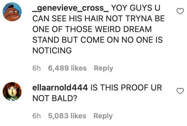 Comments on Dream's Insta post