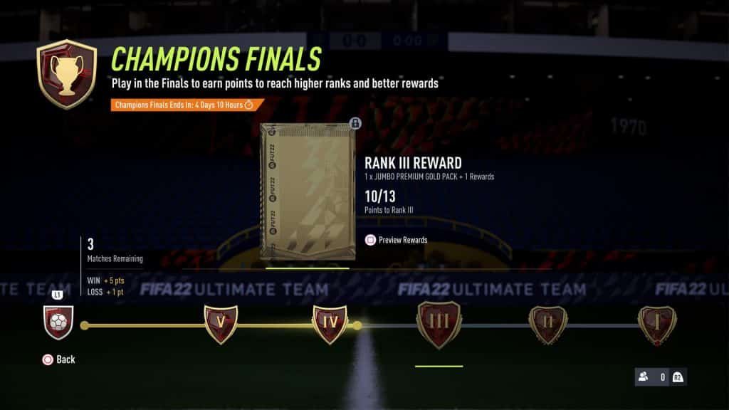 A screenshot of the rank three reward in FUT Champ finals