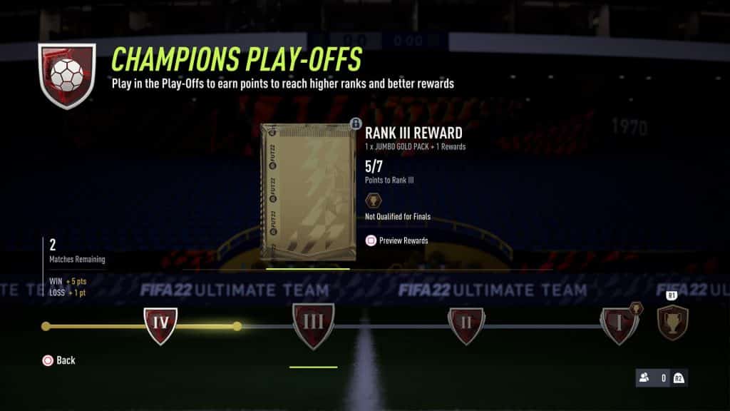 A screenshot of the FUT champions play-offs in FUT
