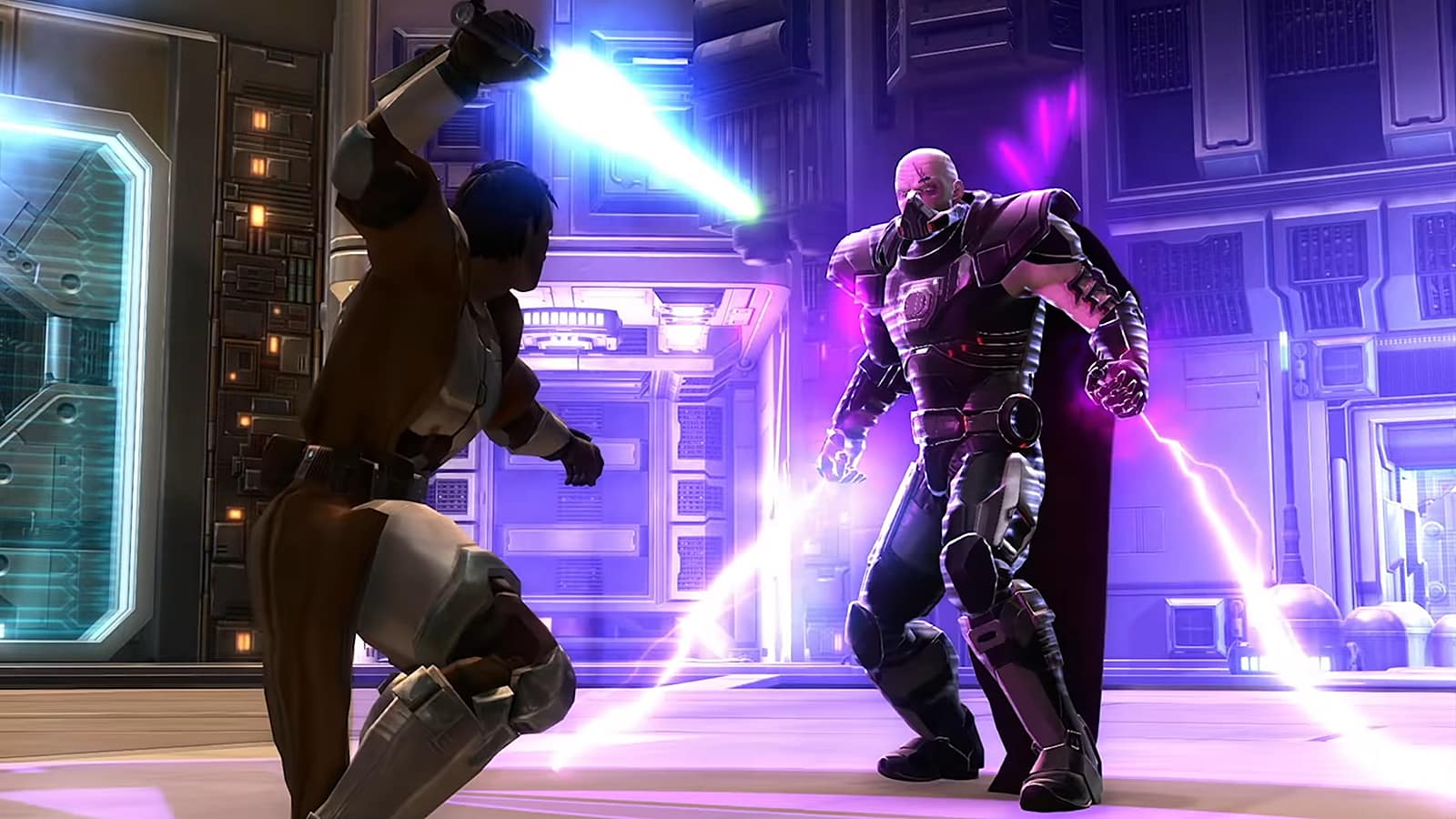 Characters fighting in the Star Wars Old Republic MMO