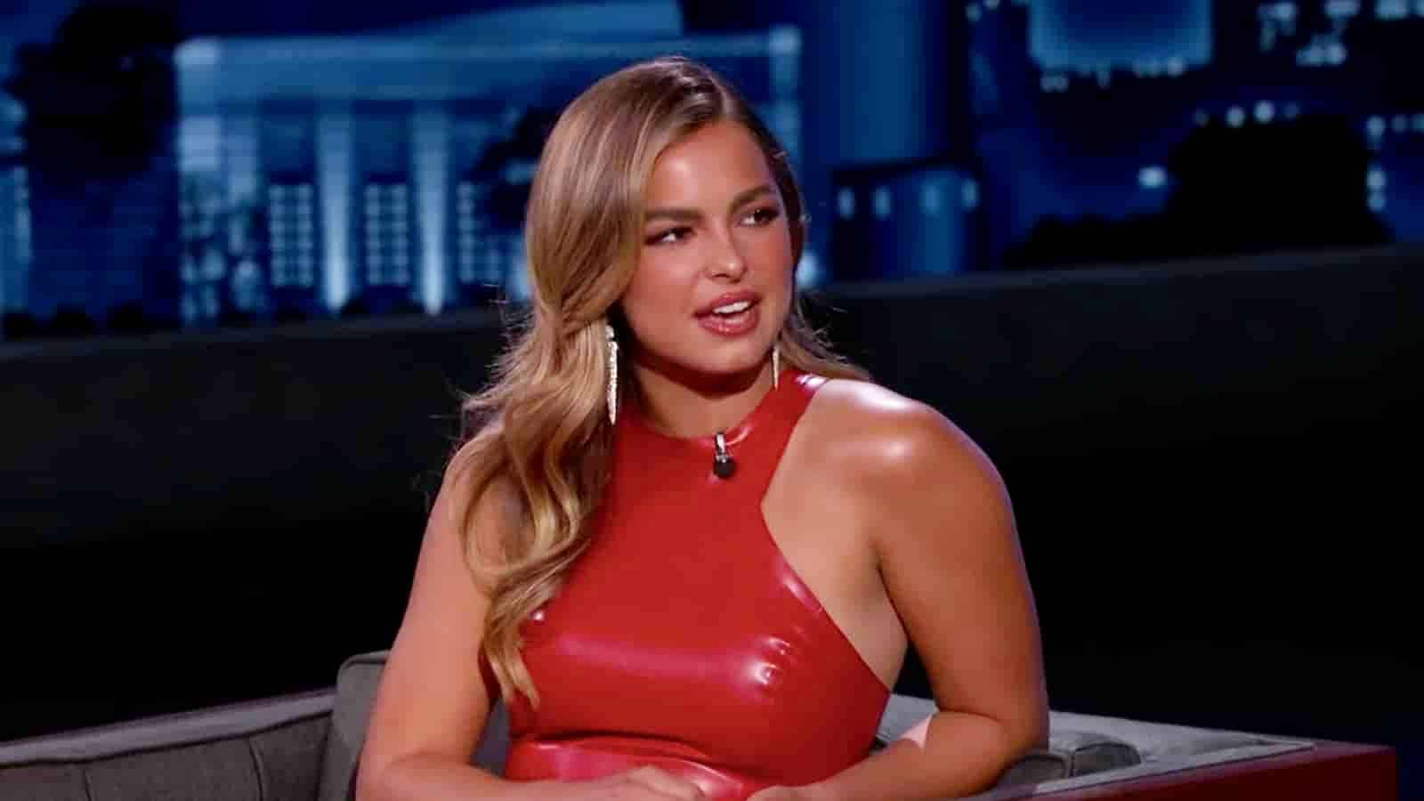 Addison Rae in red dress on Jimmy Kimmel