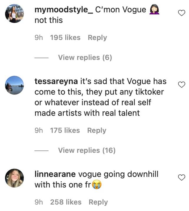 Comments on Vogue post about Chase Hudson