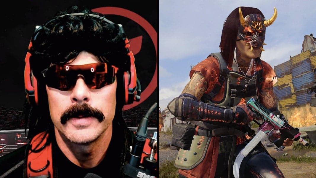 Dr Disrespect and Warzone character holding SMG