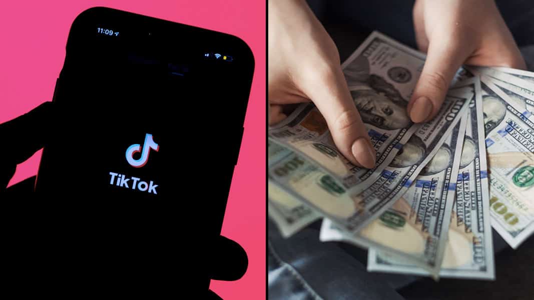 TikTok logo and money