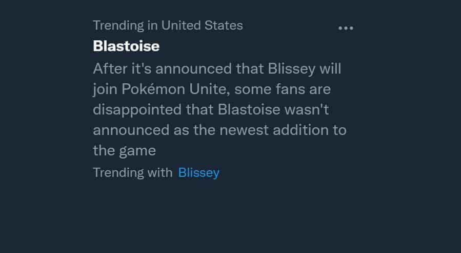 Pokemon Unite Blastoise Twitter Trending