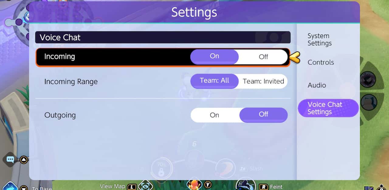 Pokemon Unite chat settings Incoming