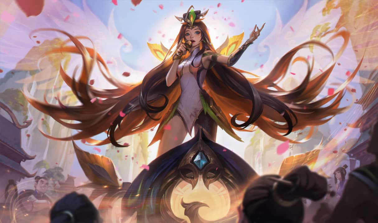 Seraphine (pictured), Anivia, and Xayah are all getting "Phoenix" skins this update.
