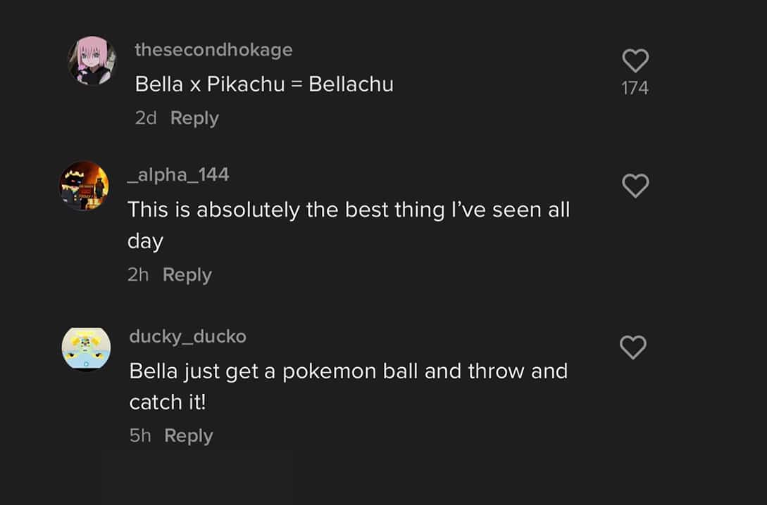 Pokemon fans comment on Bella Poarch Pikachu TikTok