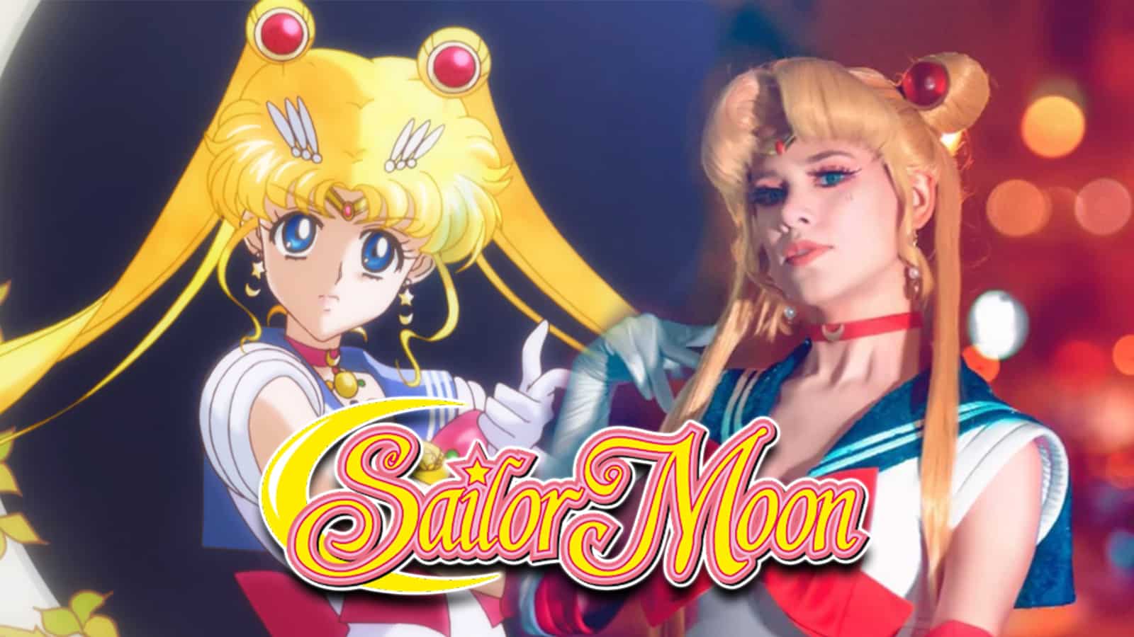 Sailor Moon next to Cosplayer