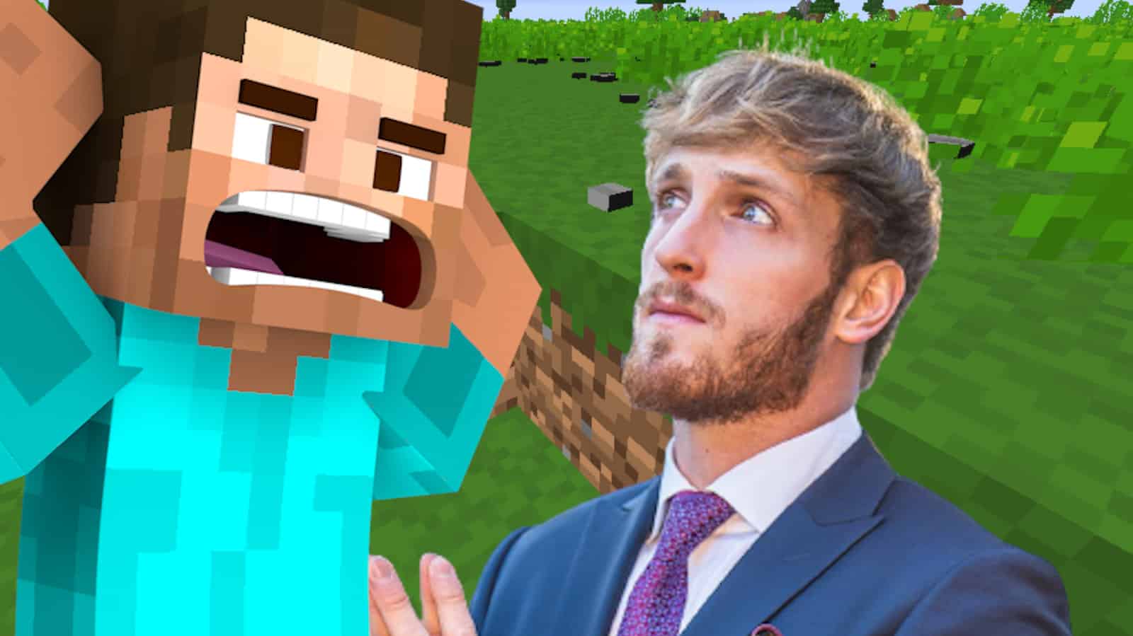Steve confronts Logan Paul in Minecraft