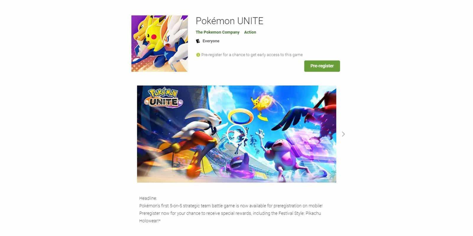 Pokemon Unite Android Play Store