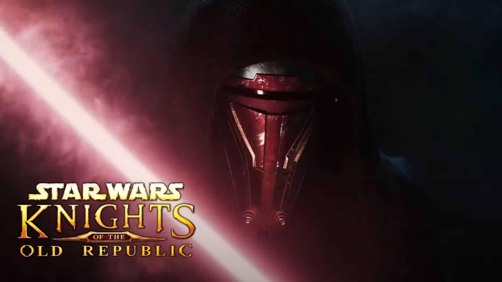 Knights of the Old Republic remake logo with a red lightsaber