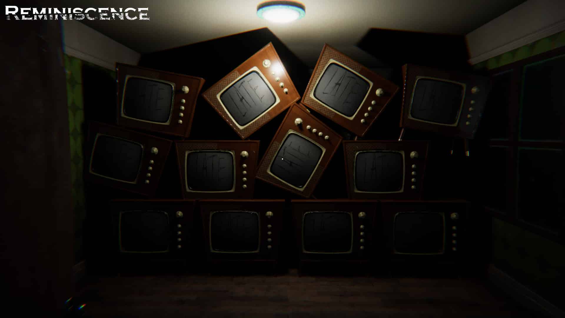 stack of scary looking TVs in a screenshot of the game Reminiscence