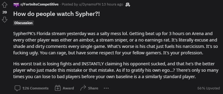 SypherPK criticism reddit