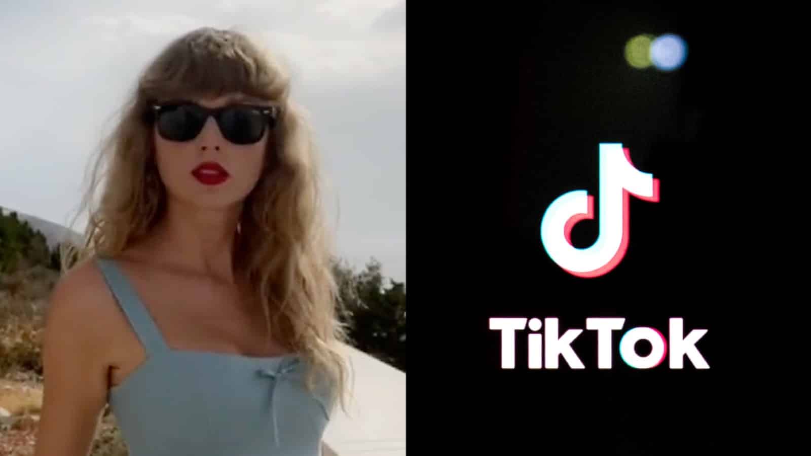 Taylor Swift next to the TikTok logo