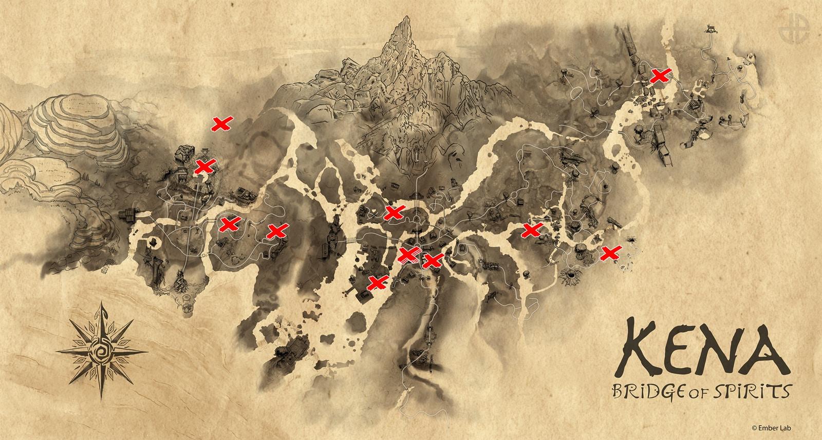 Kena Bridge of Spirits Cursed Chest locations map