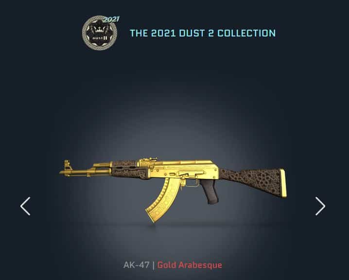 CSGO 2021 Dust 2 Collection Operation Riptide AK-47 Gold Arabesque