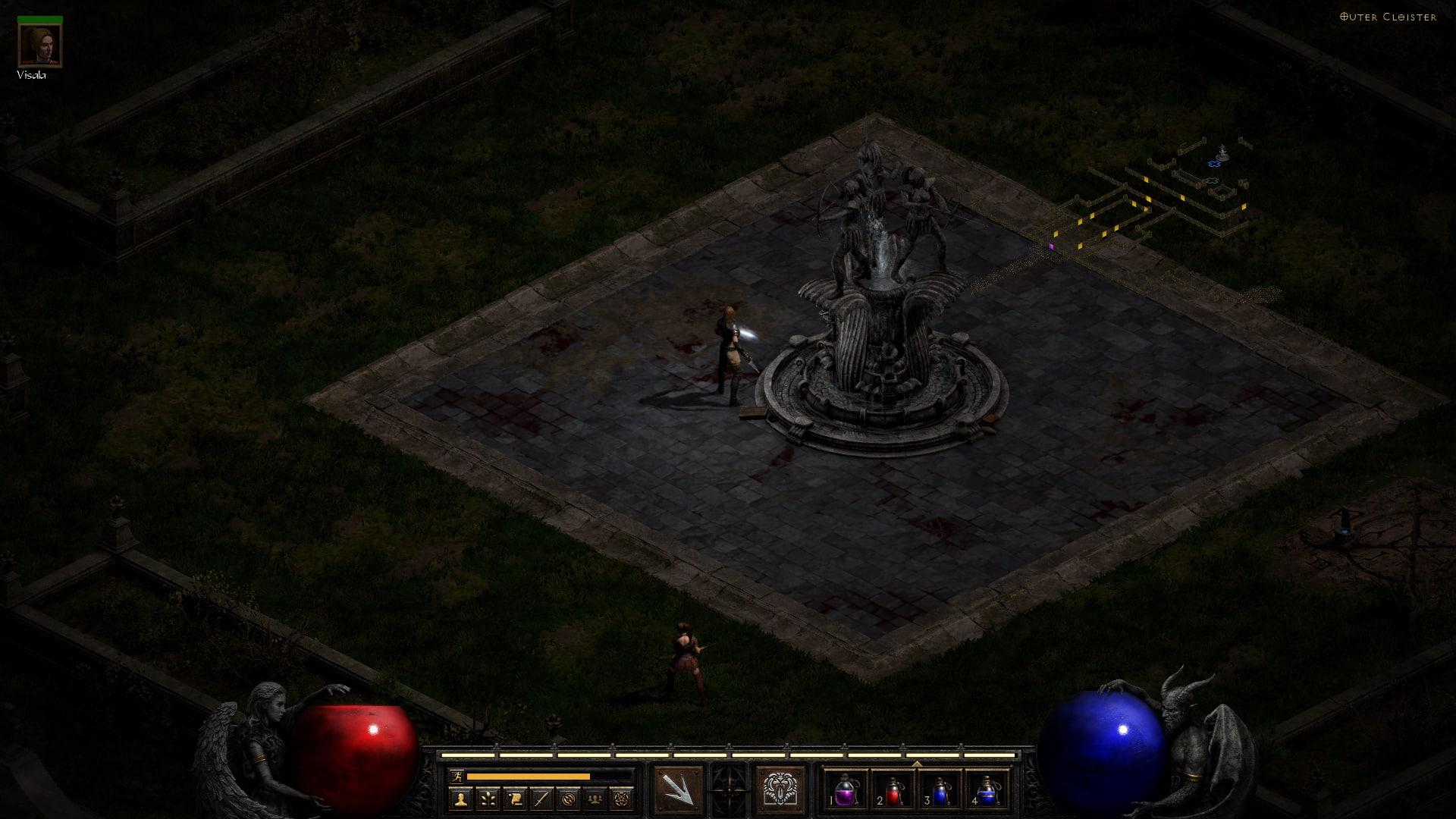 Diablo 2 Resurrected Rogue Monastery fountain