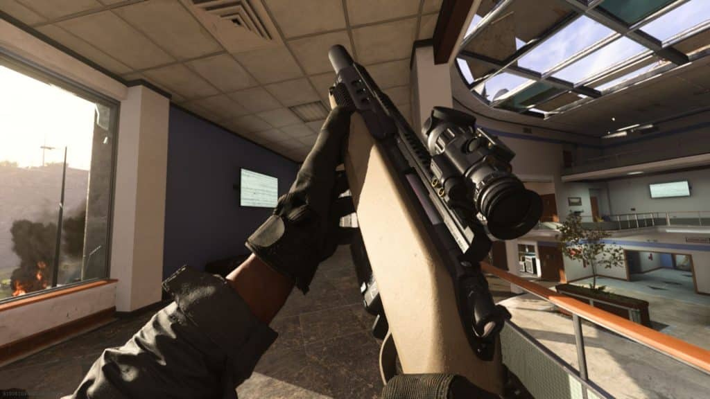 player holding the sp-r208 rifle in cod warzone