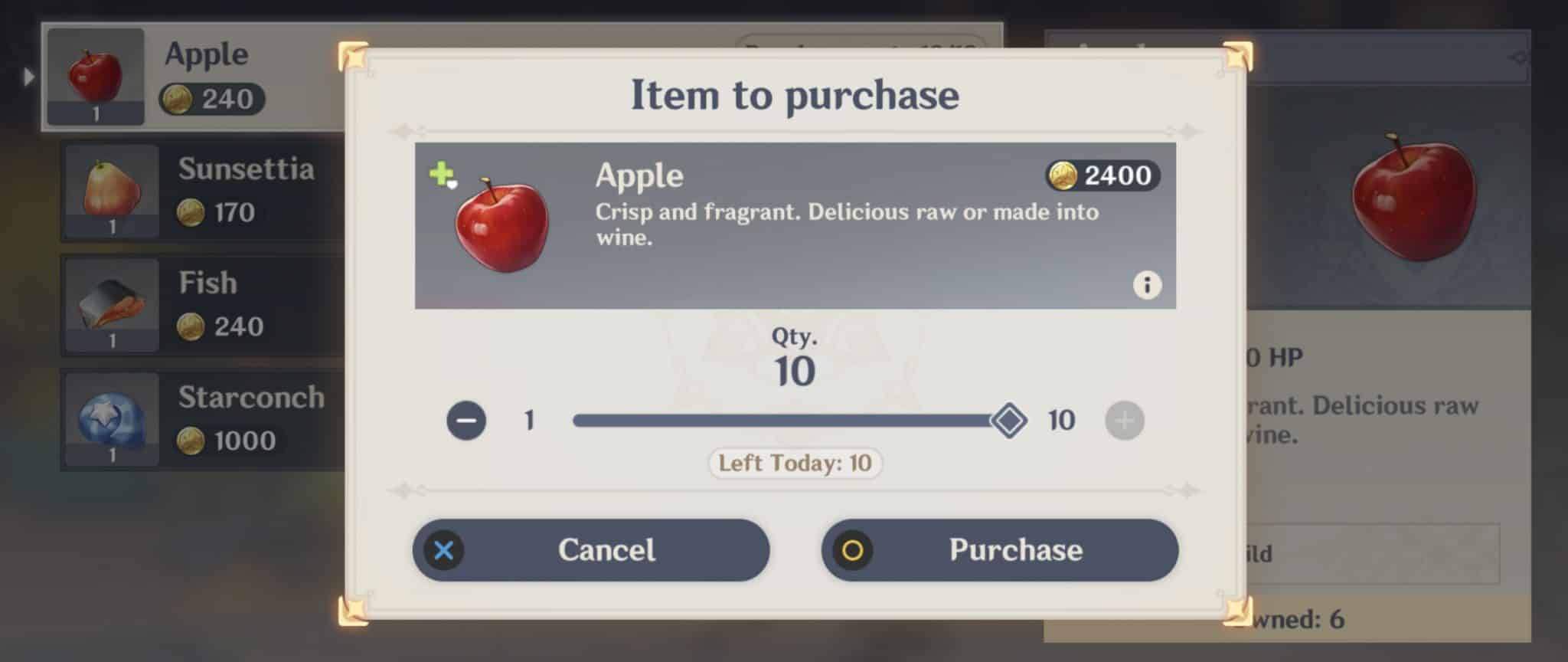 buy apples in genshin impact