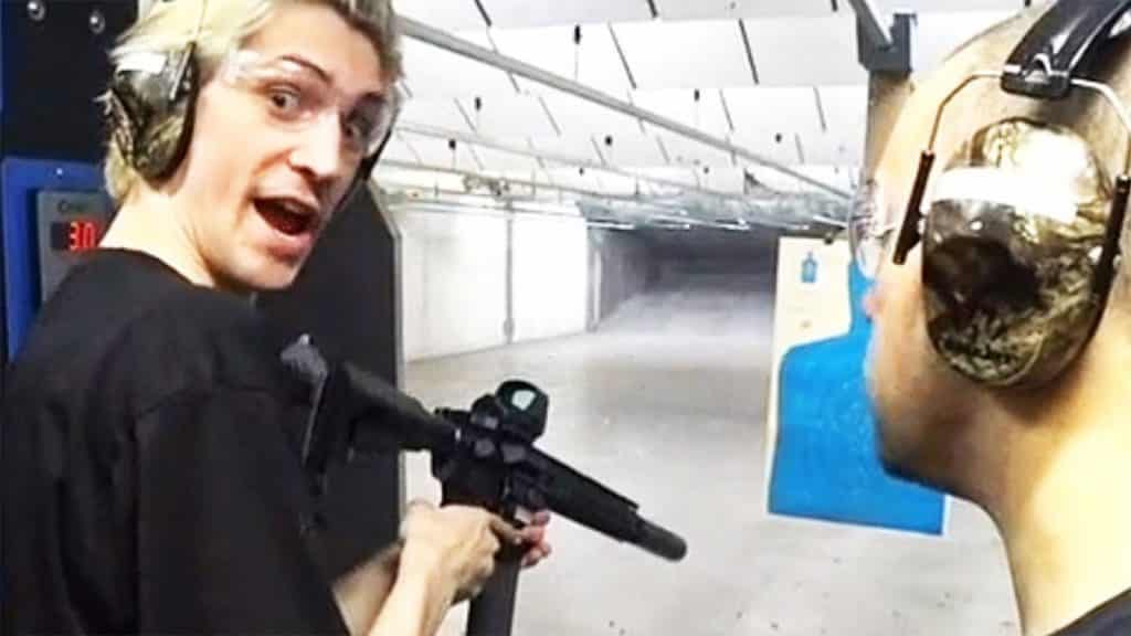 xQc shooting a gun