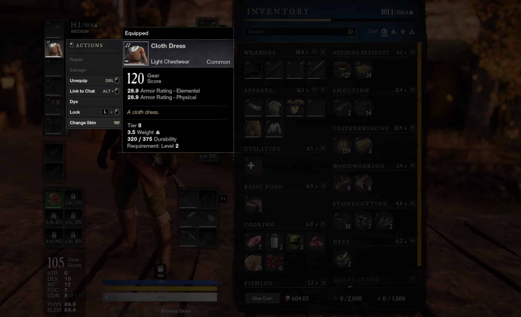 New World screenshot of changing skins