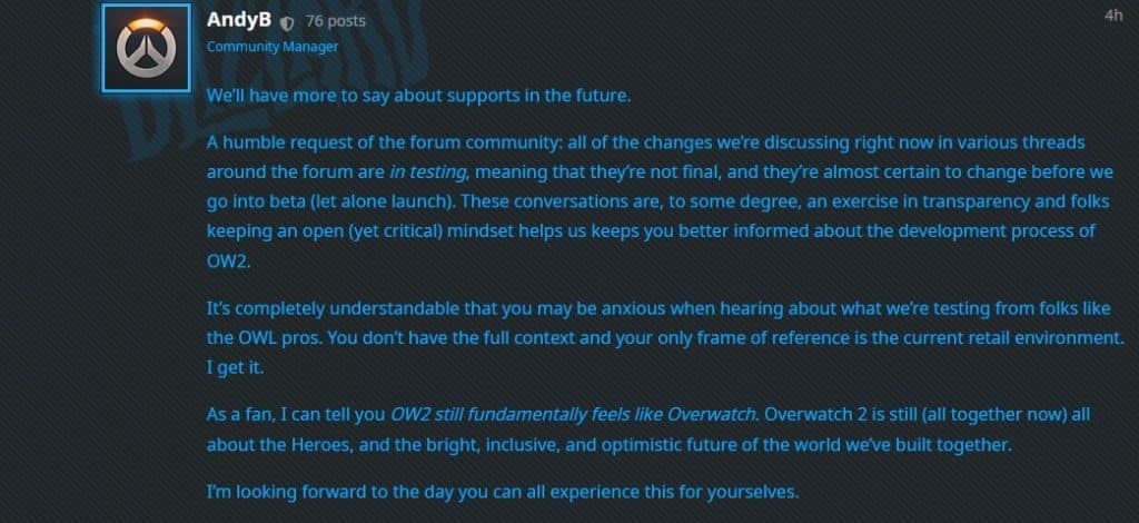 Overwatch 2 supports comments