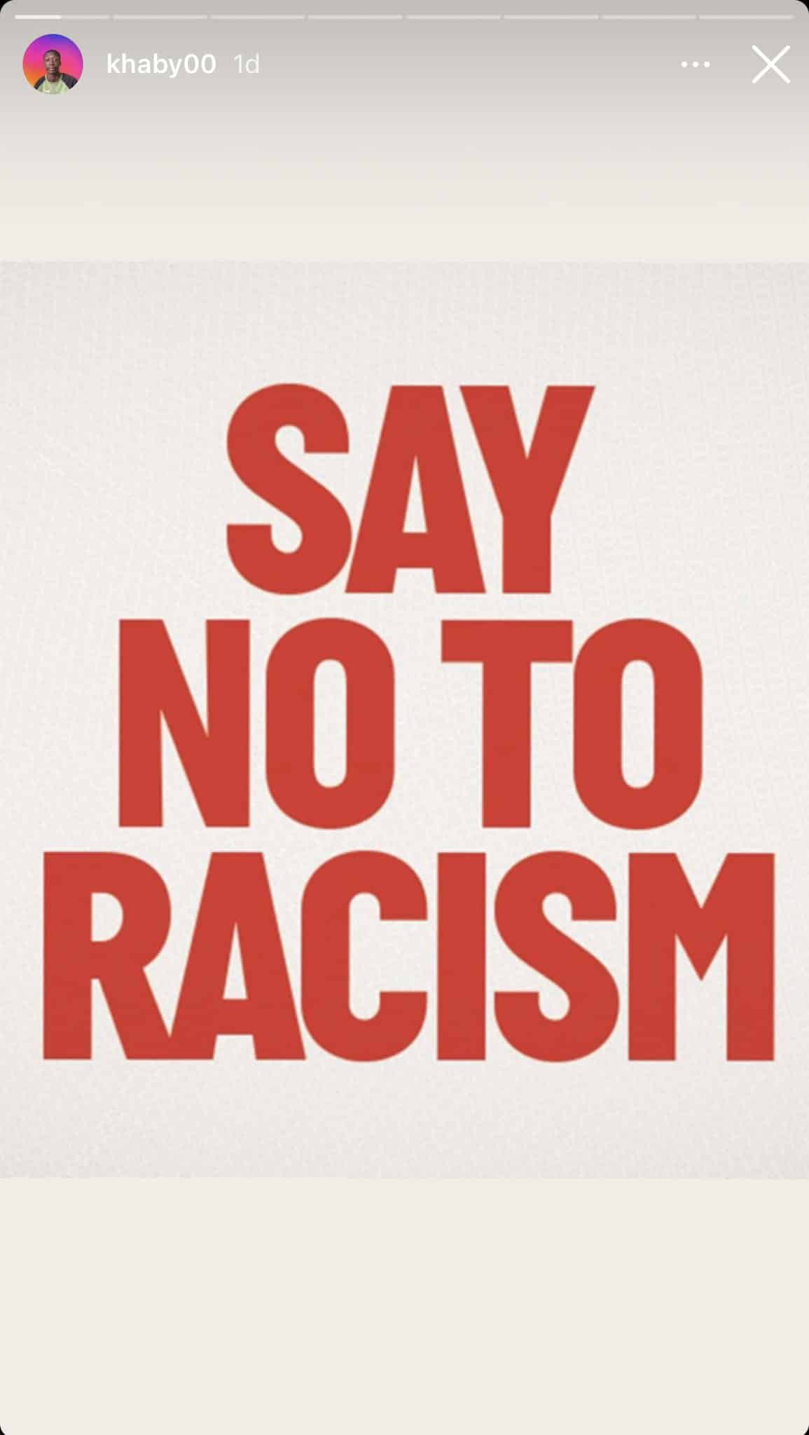 Khaby Lame Say no to Racism instagram message