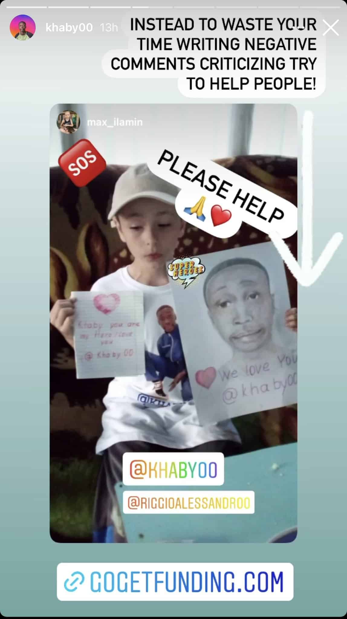 Khaby Lame charity direct Instagram