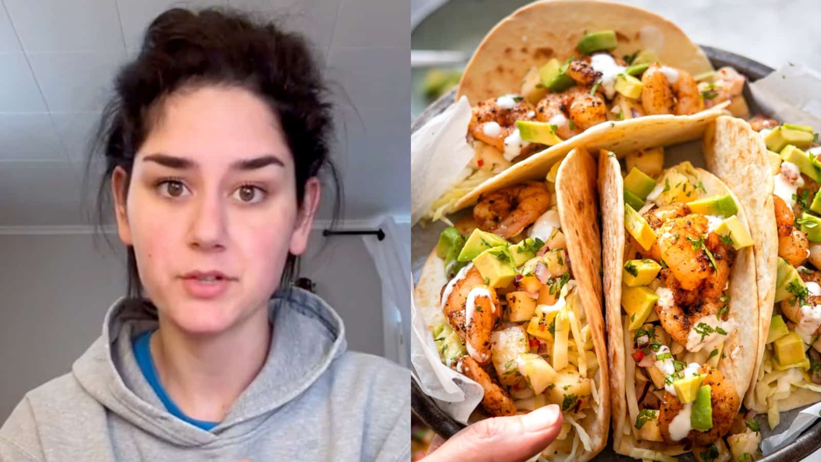 TikToker Elyse Myers next to image of tacos