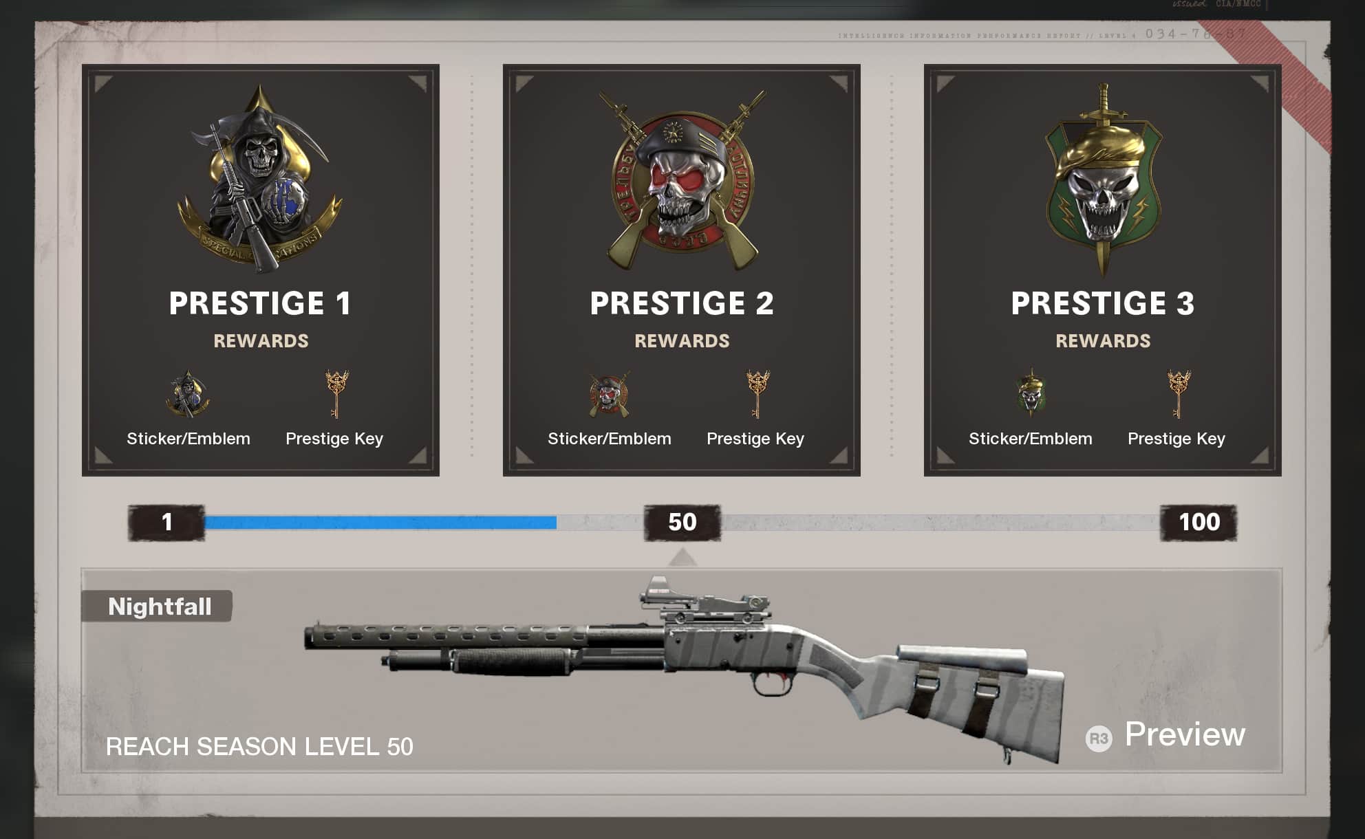 Prestige menu Black Ops Cold War
