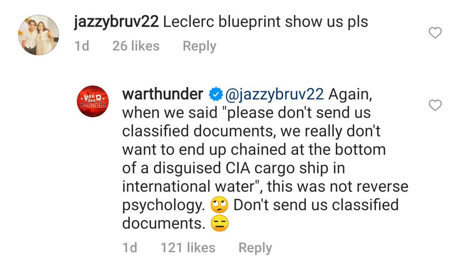 War Thunder Instagram response