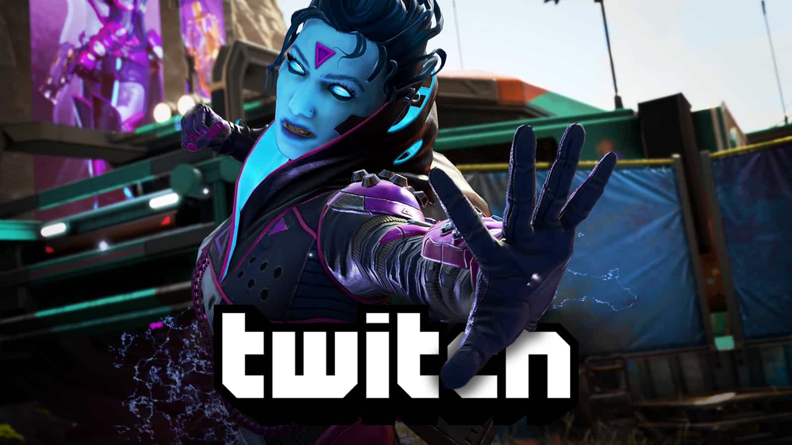 Wraith from Apex Legends punches over Twitch logo.