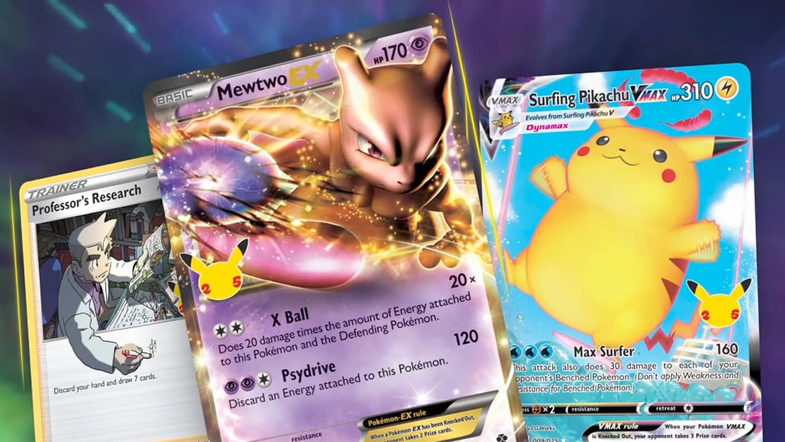 2021 New Pokemon Mewtwo Metal Cards Gold Mew V Pikachu Vmax