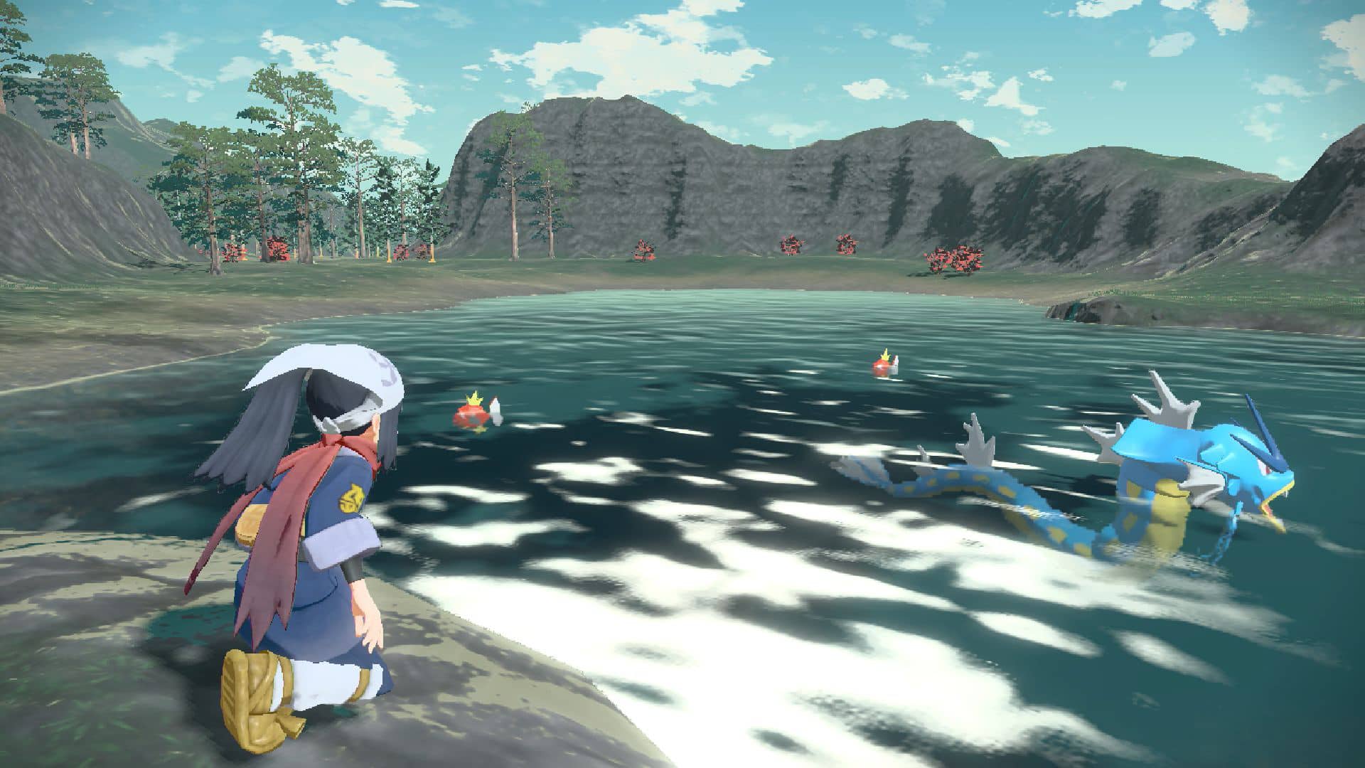 Pokemon Legends Arceus Gyrados by a lake screenshot