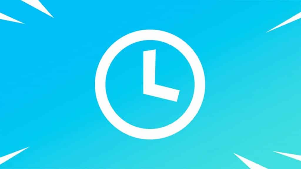 A clock representing downtime before a Fortnite update