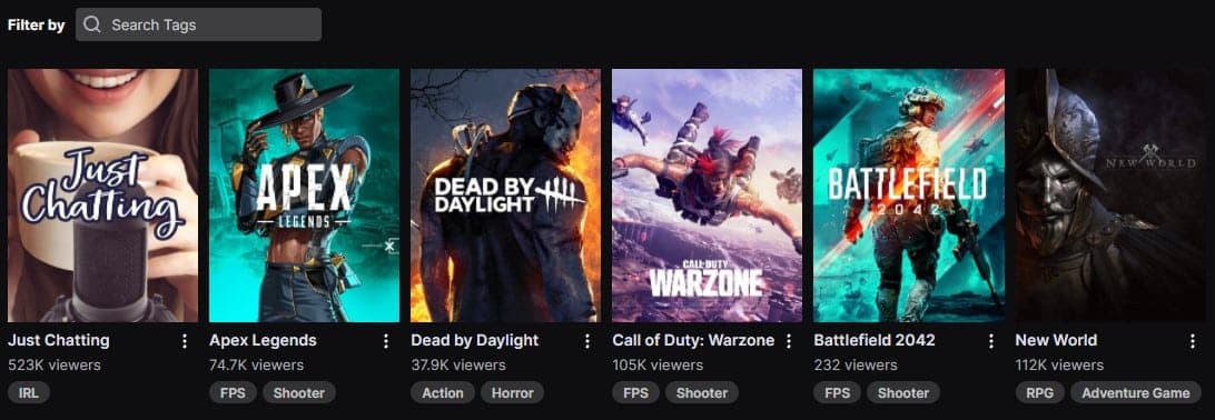 new world sixth in twitch categories