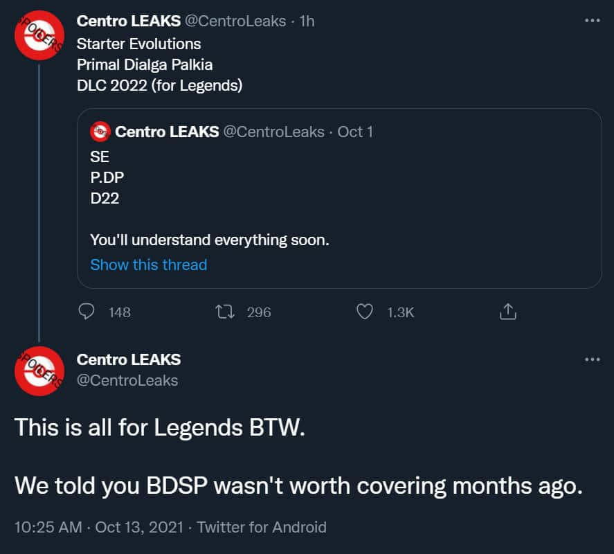 CentroLeaks posts supposed Pokemon Legends Arceus leaks on twitter