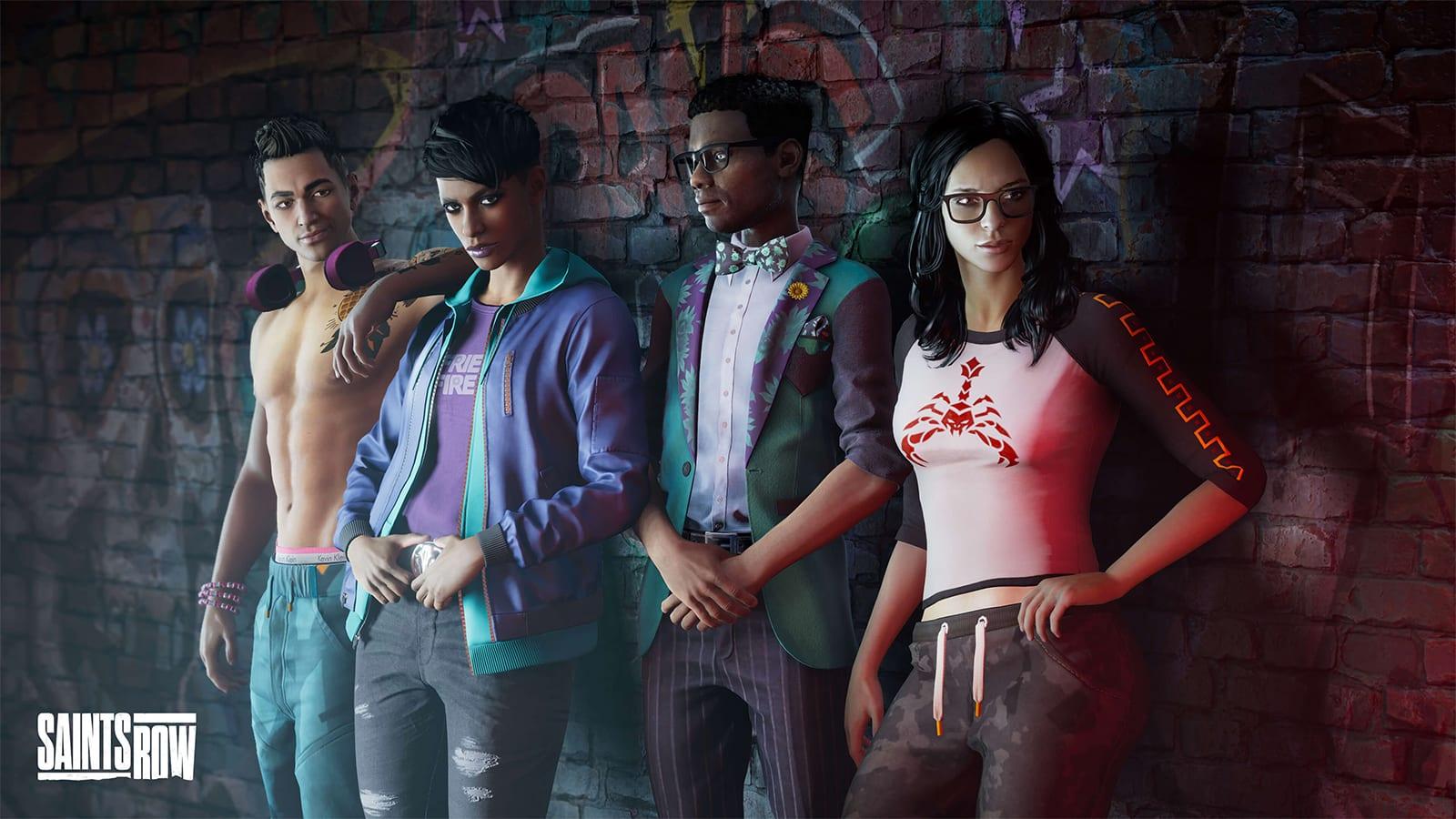 A lineup of the main characters in the Saints Row reboot