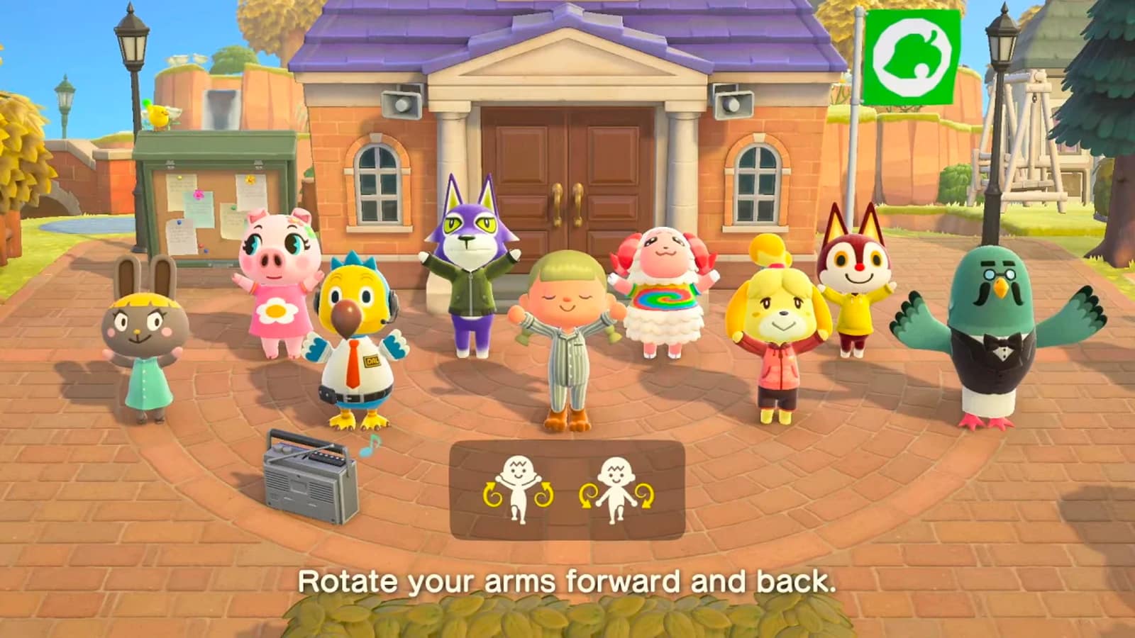 group stretching in animal crossing new horizons