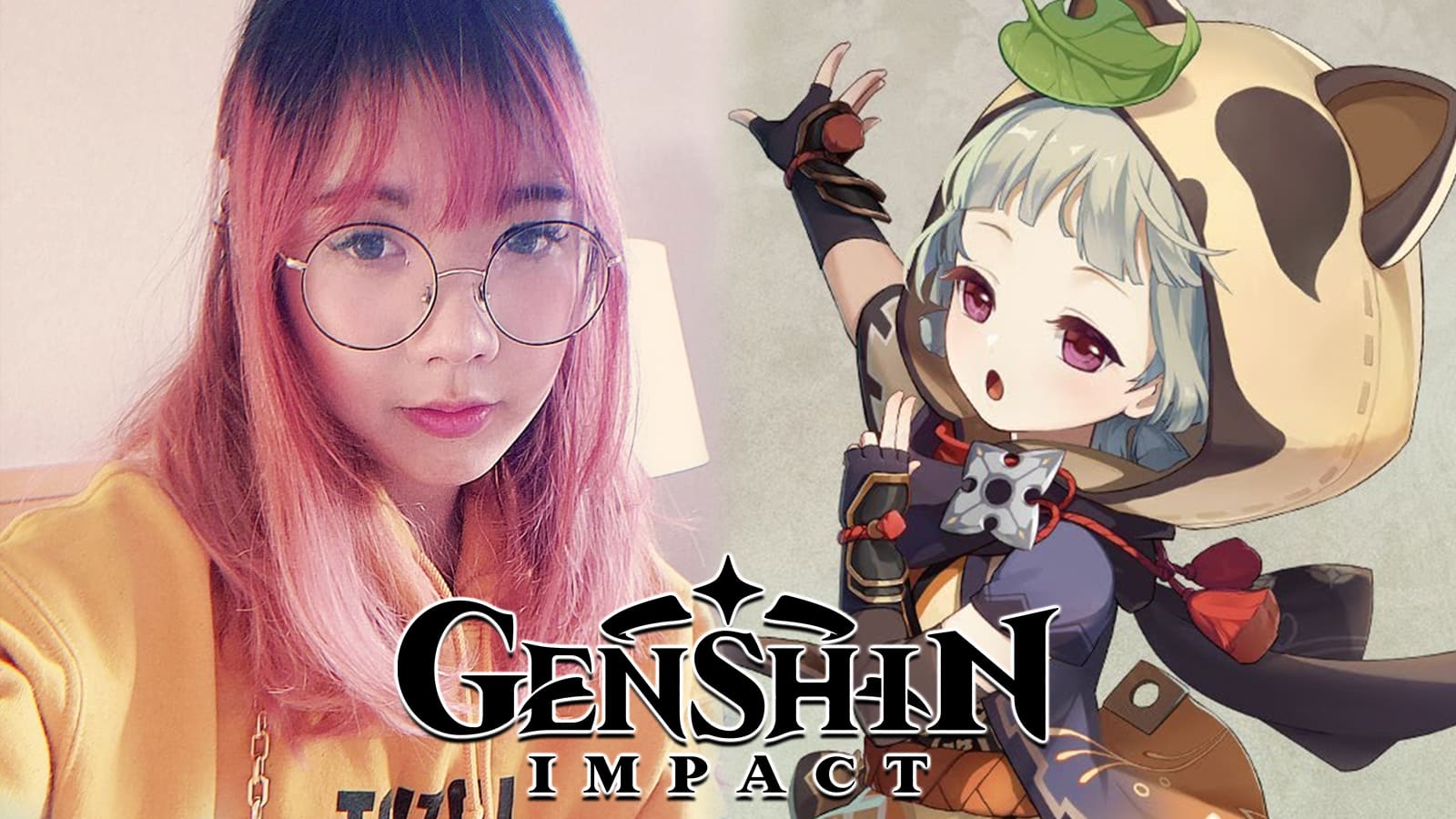 Twitch streamer LilyPichu next to Genshin Impact character Sayu