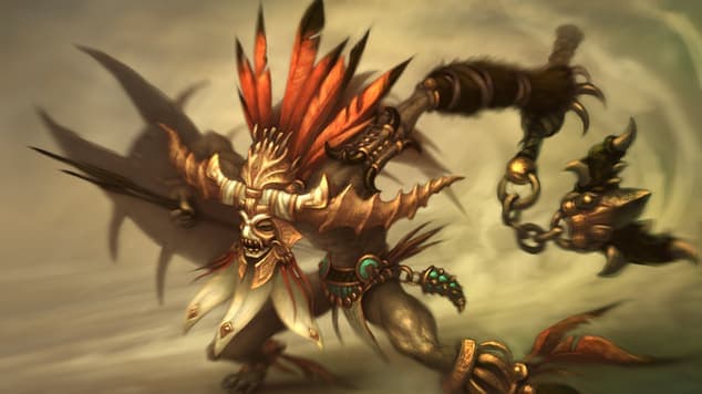 Diablo 3 Male Witch doctor with weapons