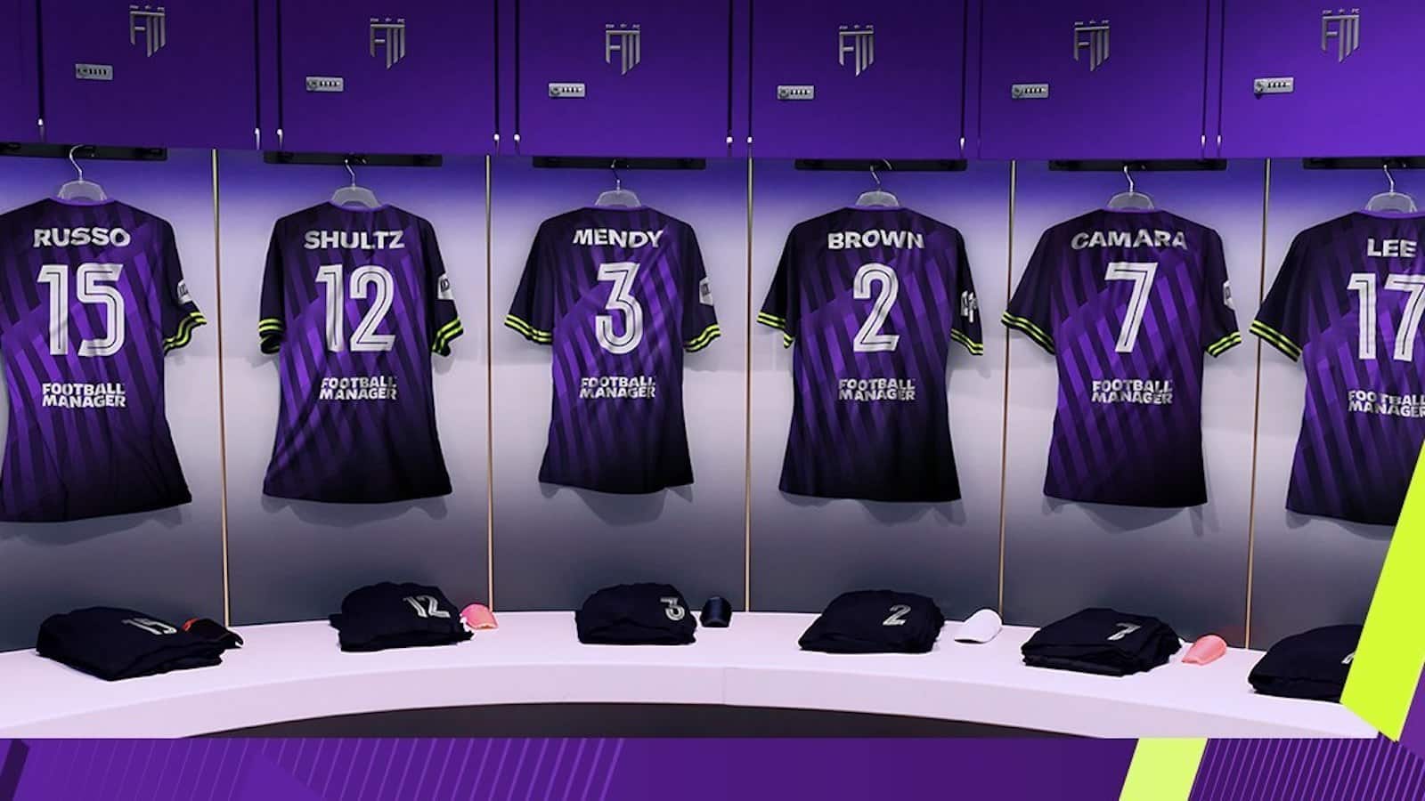 Football manager 2022 image showing a locker room